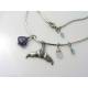 Whale Tail Necklace with Iolite, Aquamarine and Mystic Quartz