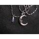 Cute Silver Moon Necklace with Labradorite