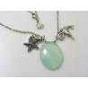 Sea Foam Chalcedony Necklace with Ocean Charms