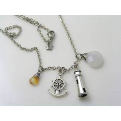 Lighthouse Necklace with Blue Chalcedony, Citrine and Anchor