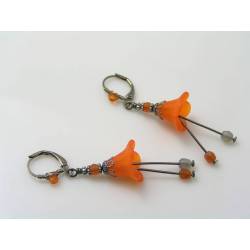 Orange Lucite Flower Earrings