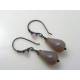 Smoky Topaz Opal Czech Drop Earrings, Wire Wrapped Ear Wires