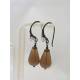 Smoky Topaz Opal Czech Drop Earrings, Wire Wrapped Ear Wires