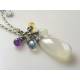 Large Moonstone and Gemstone Cluster Necklace
