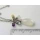 Large Moonstone and Gemstone Cluster Necklace