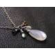 Large Moonstone and Gemstone Cluster Necklace