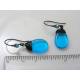 Sapphire Blue Drop Earrings, Wire Wrapped Czech Glass Earrings
