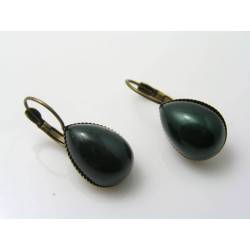 Green Metallic Teardrop Earrings