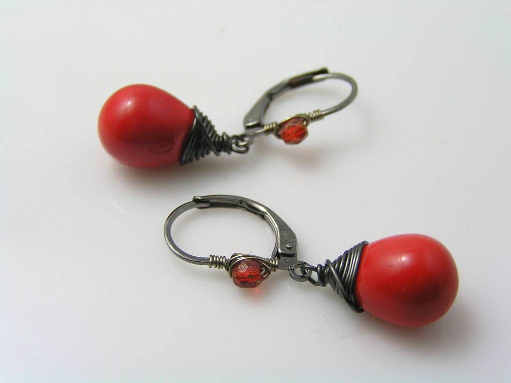 Red and best sale black earrings