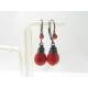 Red and Black Czech Drop Earrings