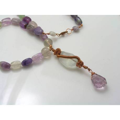 Fluorite Necklace with Wire Wrapped Pendant