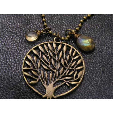 Tree of Life Necklace with Labradorite and Citrine
