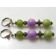 Czech Glass Bead Earrings, Purple and Green