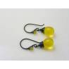 Golden Yellow Czech Glass Teardrop Earrings