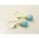 Smooth Pale Blue Czech Glass Teardrop Earrings