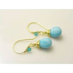 Pale Blue Czech Glass Teardrop Earrings