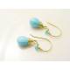 Smooth Pale Blue Czech Glass Teardrop Earrings