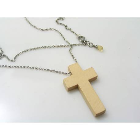 Christian Cross Necklace Wood Cross Hippie Necklace