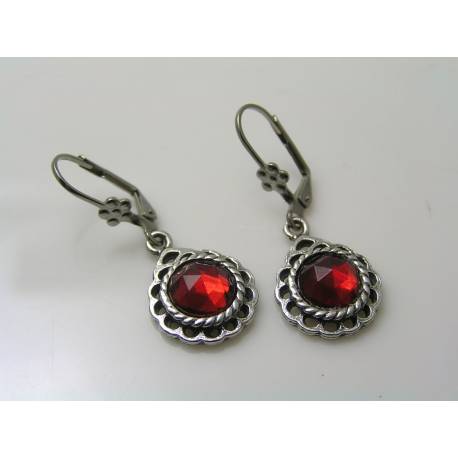 Red Cabochon Earrings