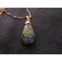 Labradorite Necklace, Solid Bronze