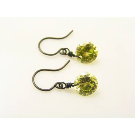 Solitaire Earrings, 2ct each in olivine