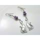 Purple Charoite Earrings with Cat Charms