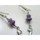 Purple Charoite Earrings with Cat Charms