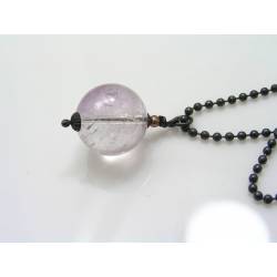 Amethyst Sphere Pendant Necklace, Solid Copper