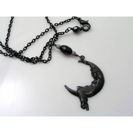 Lady in the Moon Necklace with Black Onyx