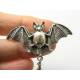 Bat Brooch, Red Crystal Drop