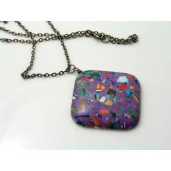 Purple Mosaic Pendant Necklace