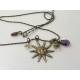 Sun Pendant Necklace with Amethyst, Citrine, Peridot and Garnet