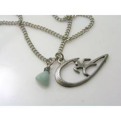 Surfer Charm Necklace with genuine Aquamarine