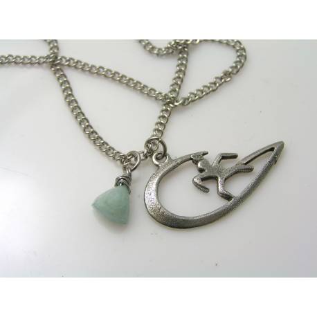 Surfer Charm Necklace with Aquamarine