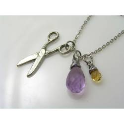 Scissors Necklace with Gemstones