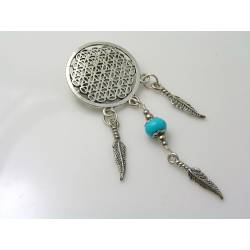 Southwestern Dream-Catcher Brooch with Turquoise