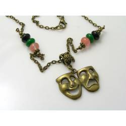 Drama Mask Necklace, Comedy Tragedy Necklace