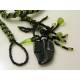 Seed Bead Spiral Necklace with Agate Leaf Pendant