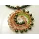 Copper Spiral Pendant, Seed Bead Necklace