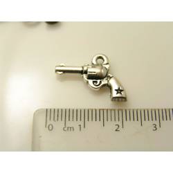 6 Pistol Charms, antique silver