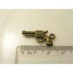 6 Pistol Charms, antique bronze