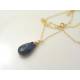 Genuine Blue Sapphire Necklace, gold filled