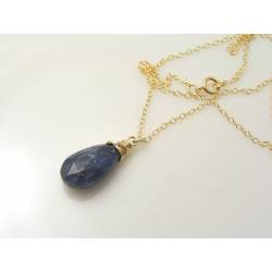 Genuine Blue Sapphire Necklace, gold filled