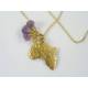 Africa Map Necklace, Amethyst and Citrine