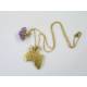 Africa Map Necklace, Amethyst and Citrine