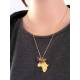 Africa Map Necklace, Amethyst and Citrine