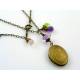 Amethyst, Peridot and Rose Quartz Locket Necklace