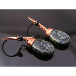 Copper Earrings with Czech Glass Drops