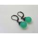 Green Czech Glass Teardrop Earrings