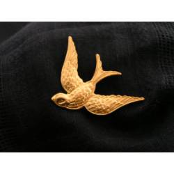 Swallow Brooch, Solid Brass